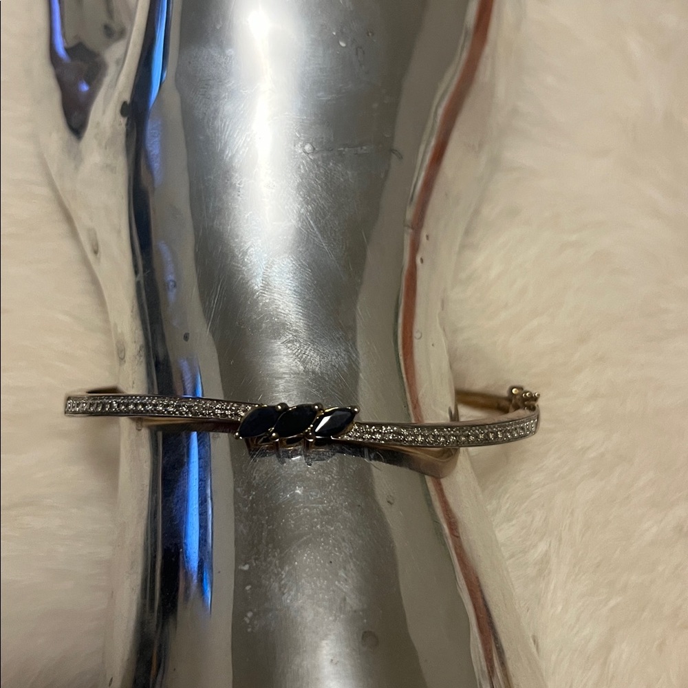Stamped 925 R Sterling Silver Bracelet with Zirconia and Gems